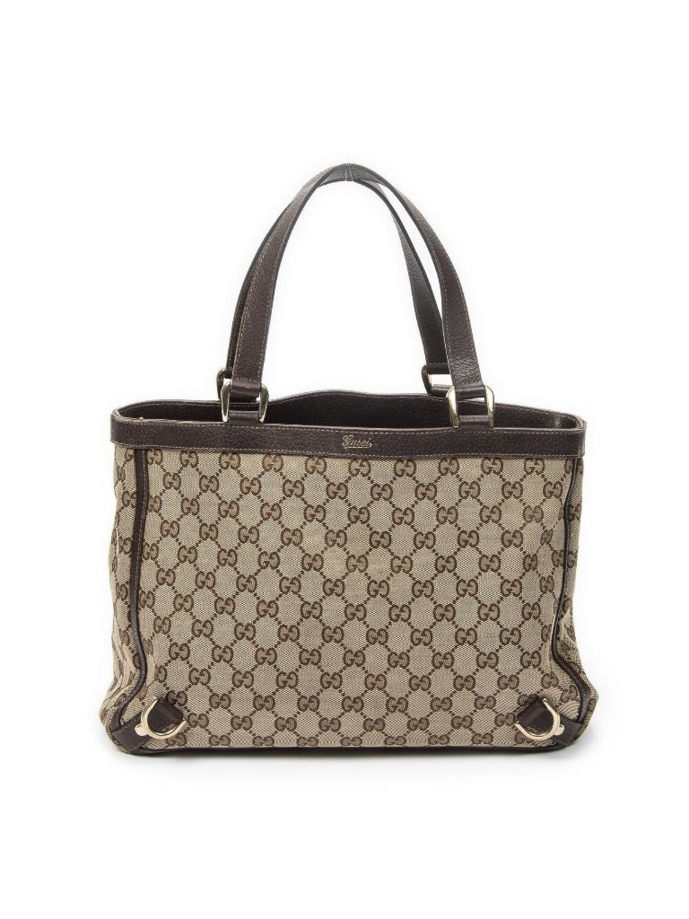 Gucci Medium Abbey D Ring Tote Bag Beige Brown GG Canvas